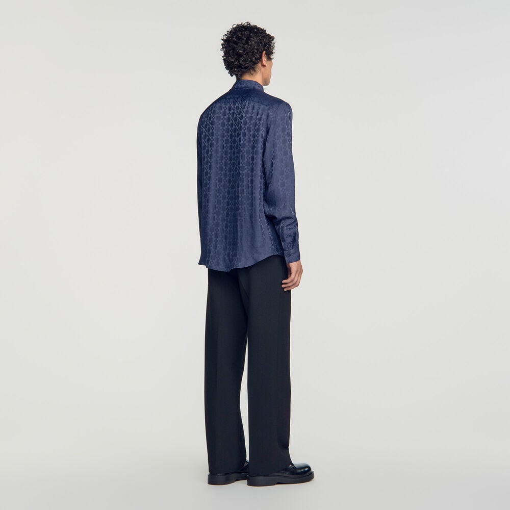 Sandro Chemise fluide Square Cross – Marine – vue 5