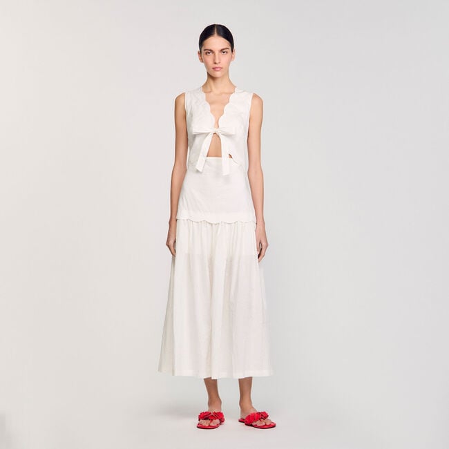 Robe longue froissée à nœud