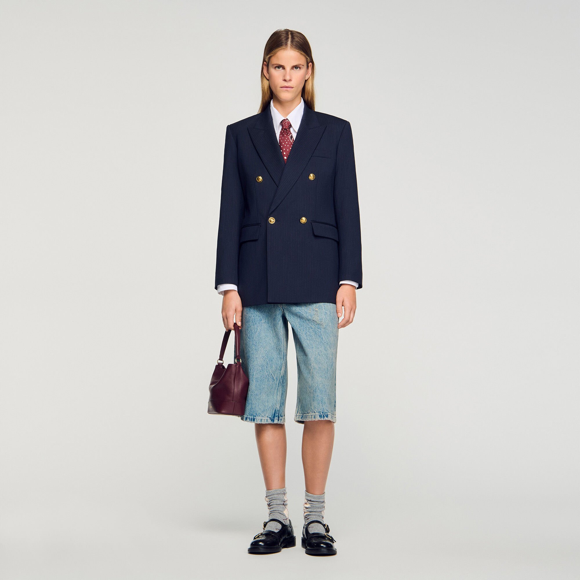 Bermuda en jean effet usé