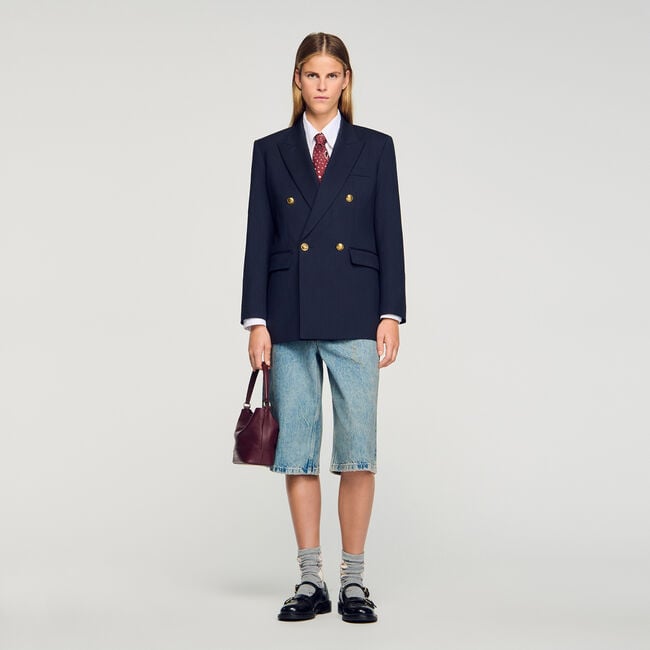 Bermuda en jean effet usé
