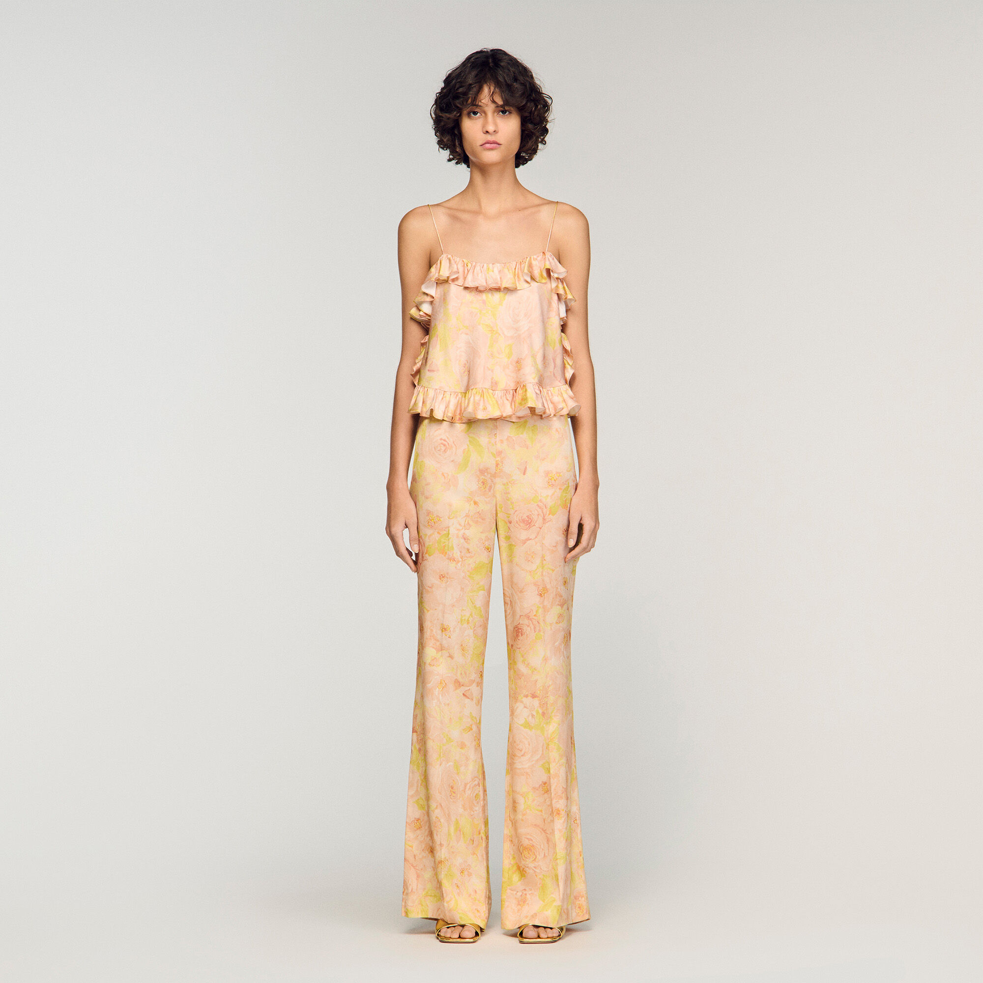 Pantalon fluide &agrave; imprim&eacute; fleur