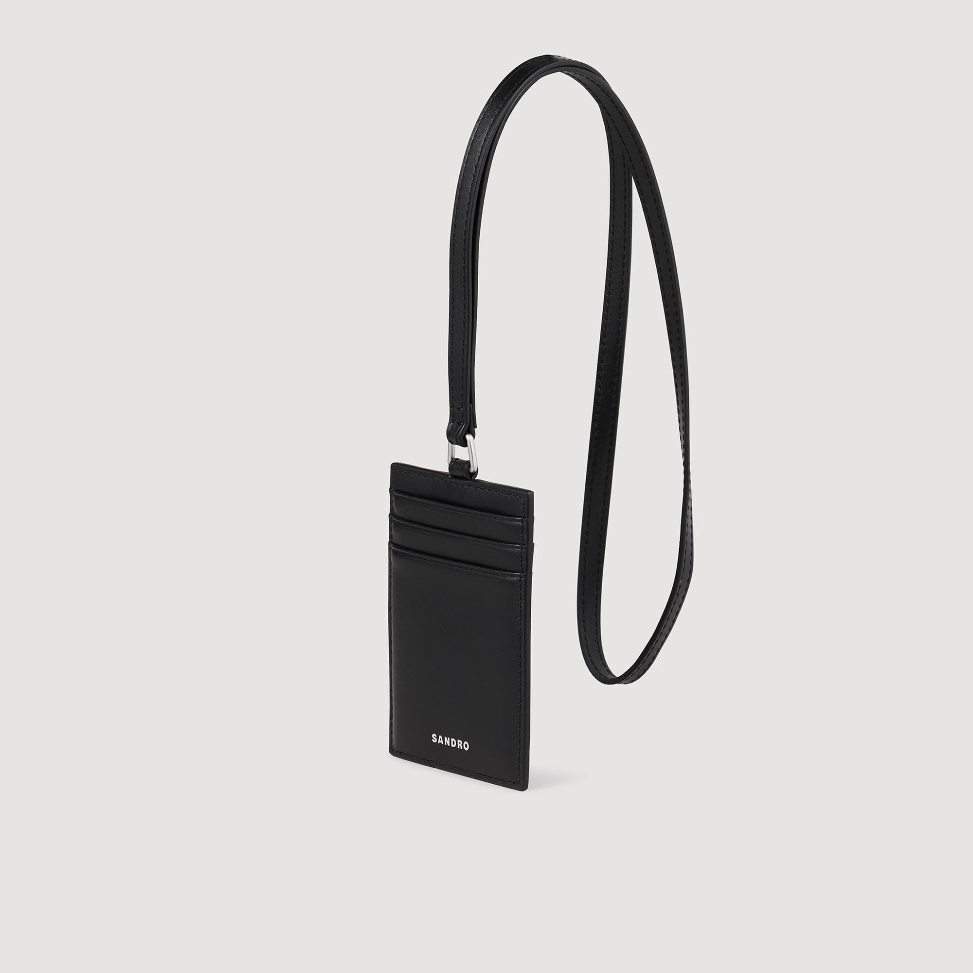 Porte-cartes à cordon en cuir