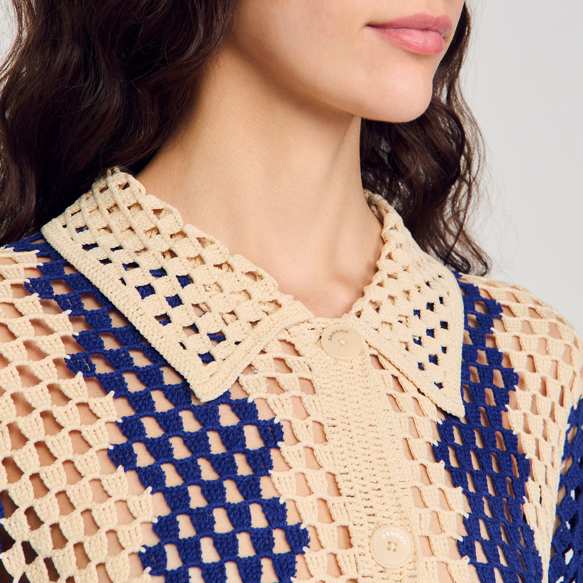 Cardigan en maille bicolore