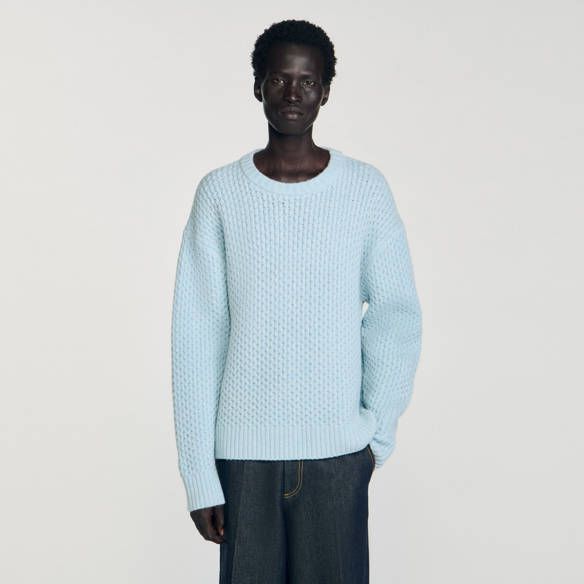 Pull laine point nid d'abeille
