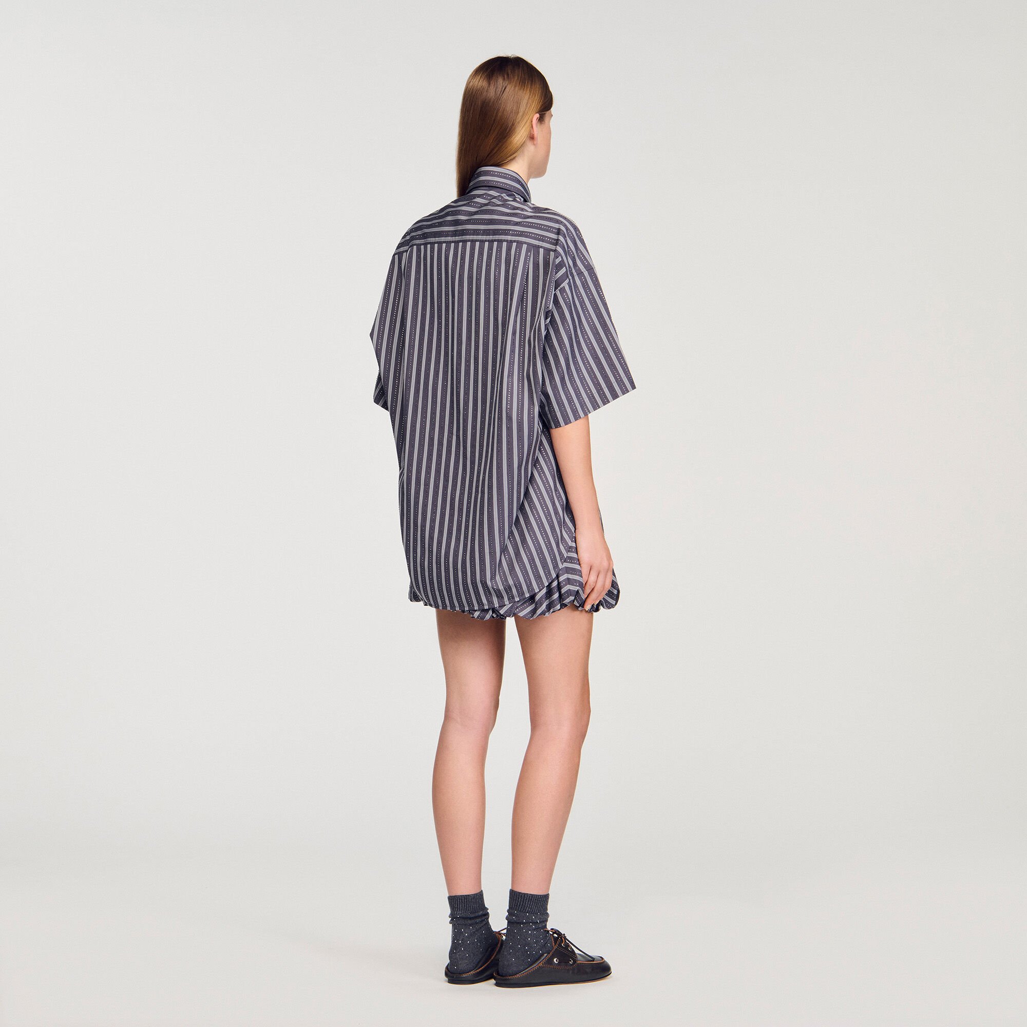 Chemise oversize rayée strassée