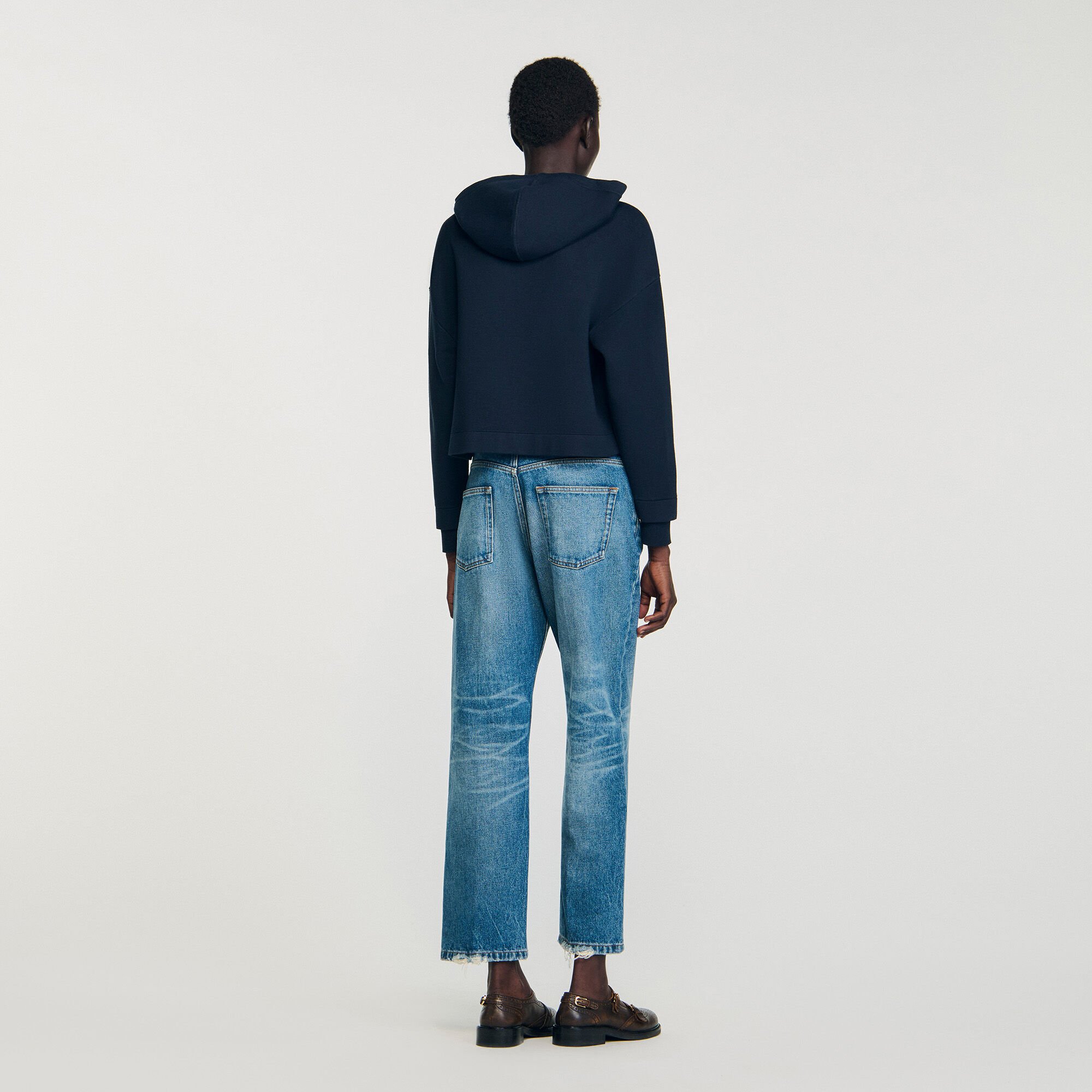 Sweatshirt en maille et denim