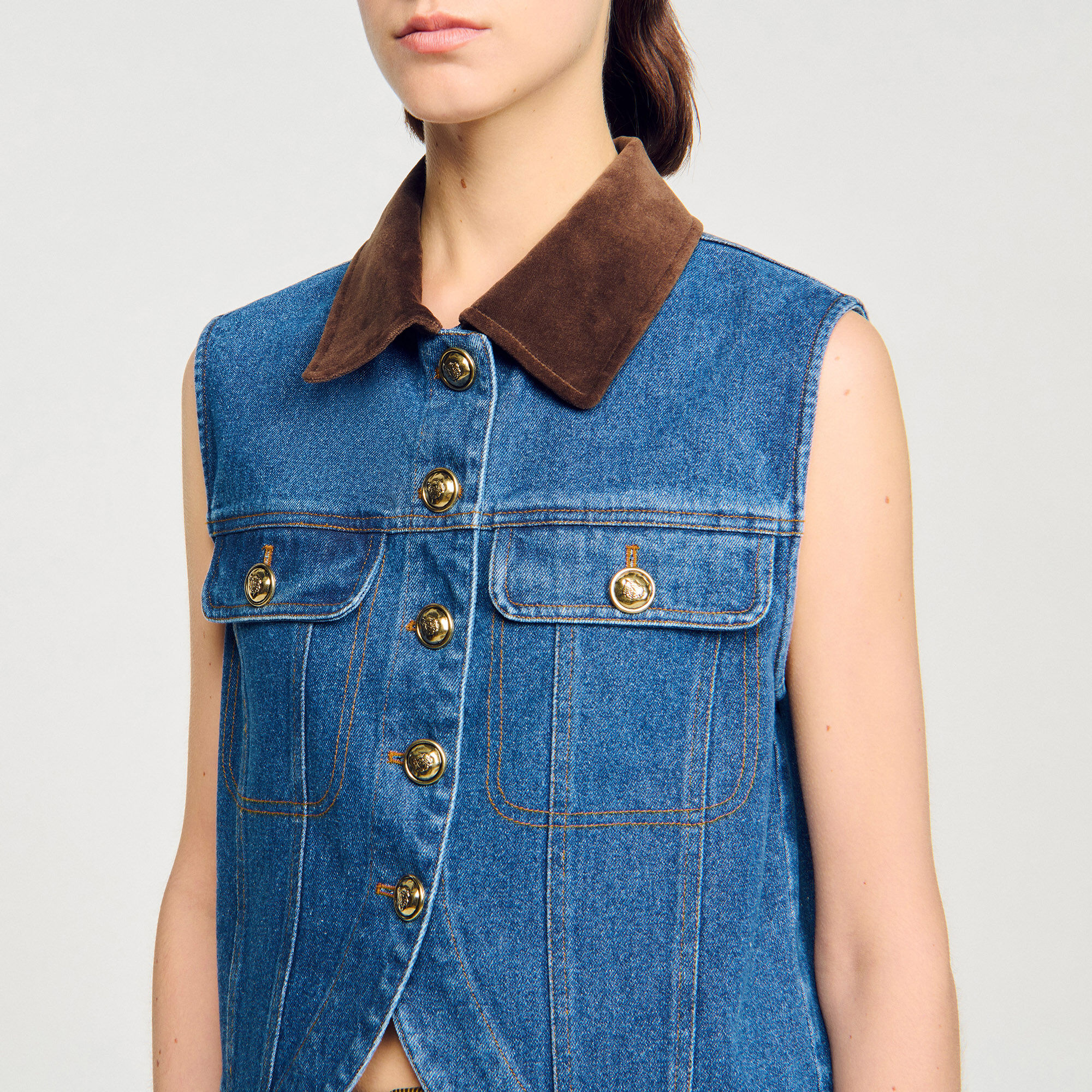 Blouson sans manches en denim 