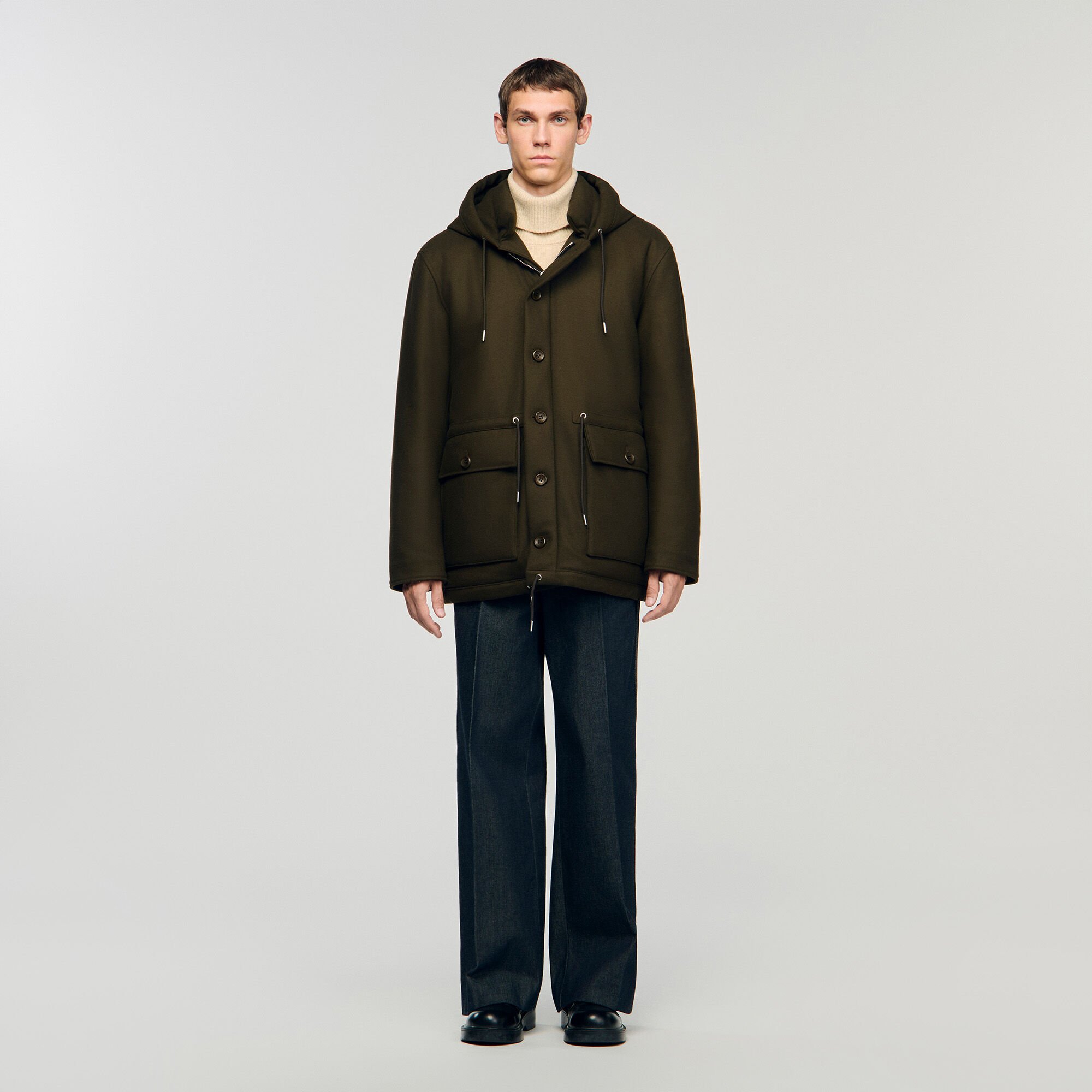 Parka en laine avec capuche