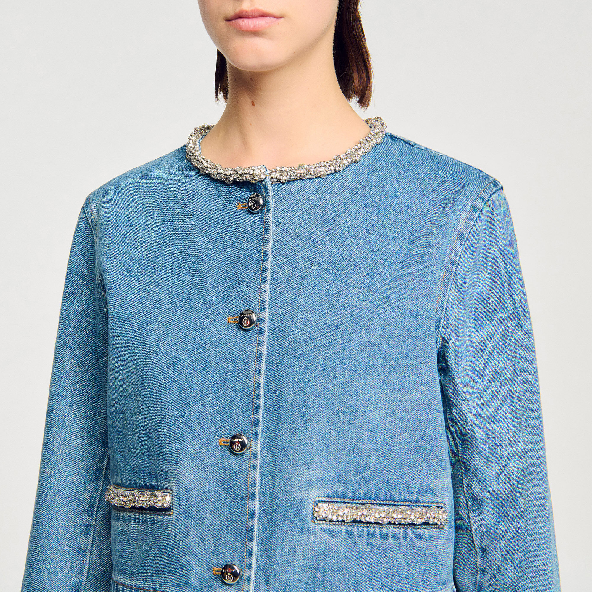 Blouson en denim strassé