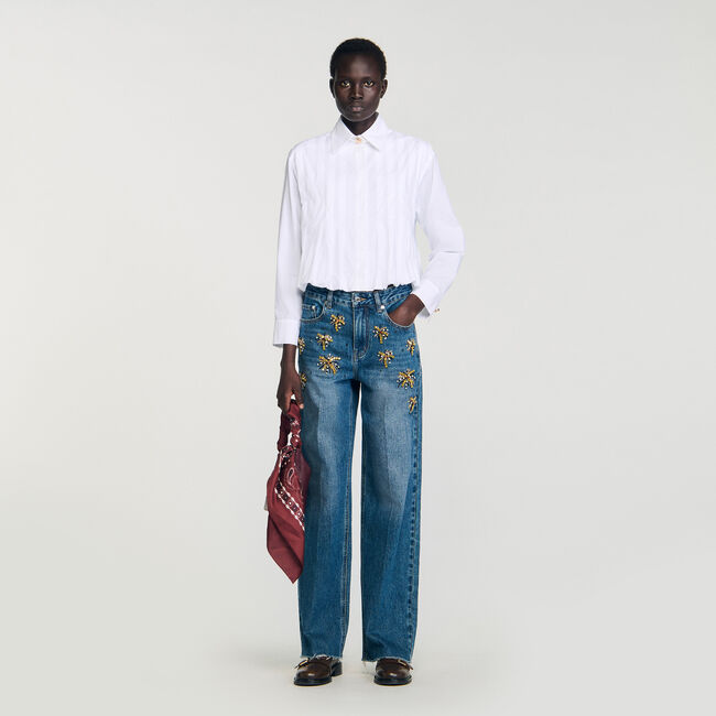 Chemise courte à plis