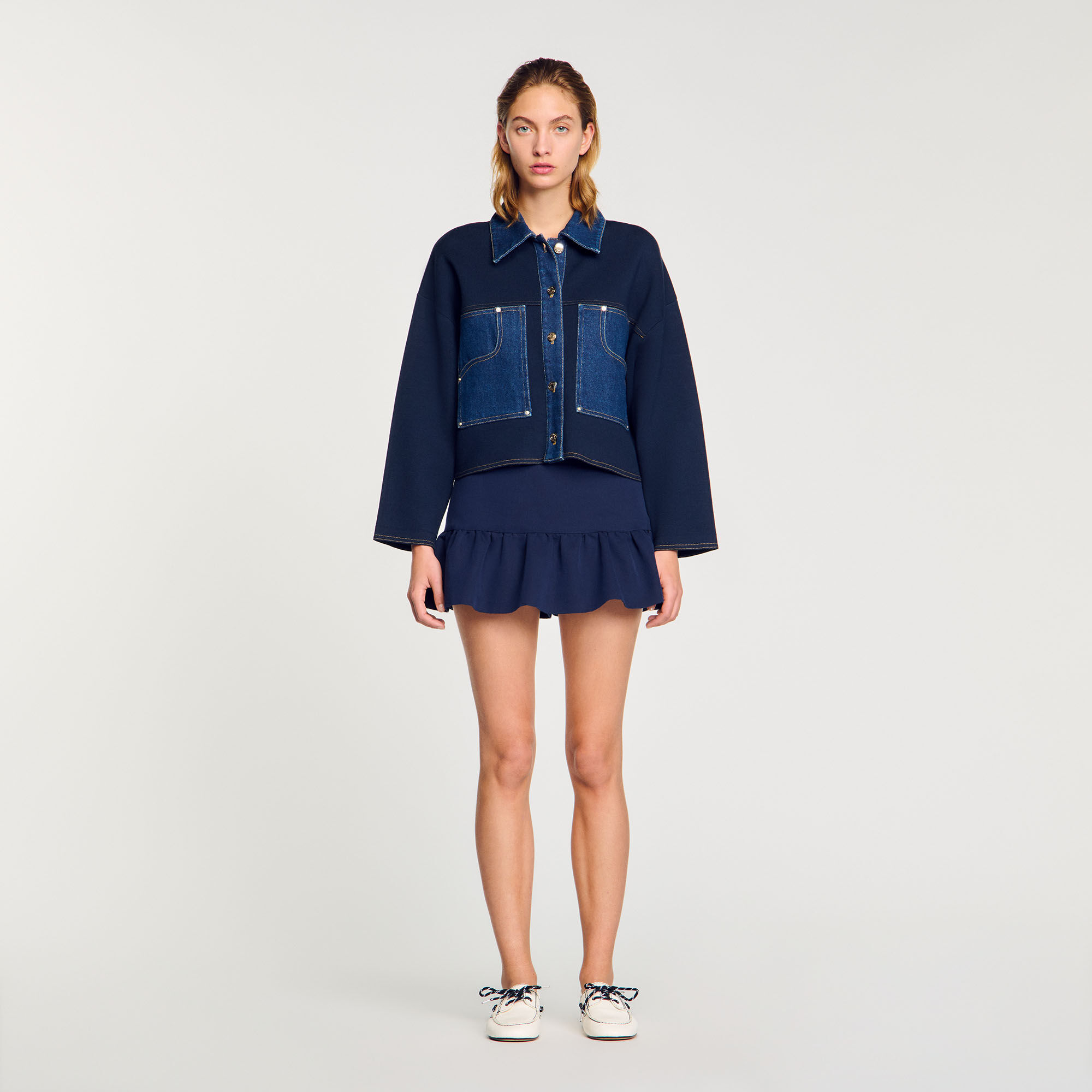 Cardigan à détail denim