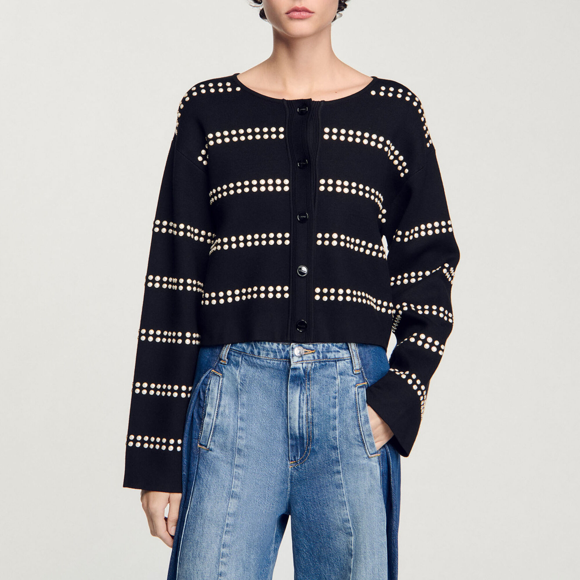 Cardigan &agrave; studs
