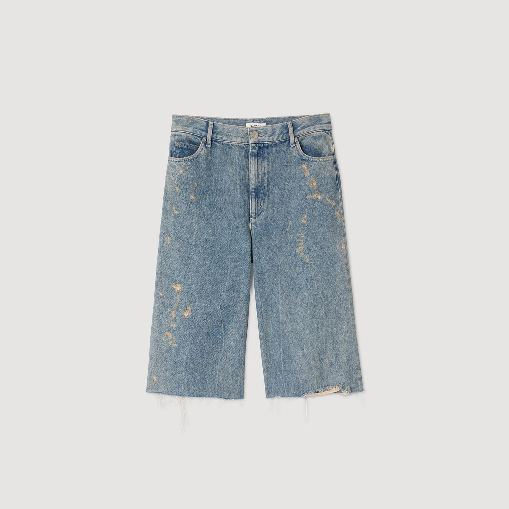 Bermuda en jean effet usé