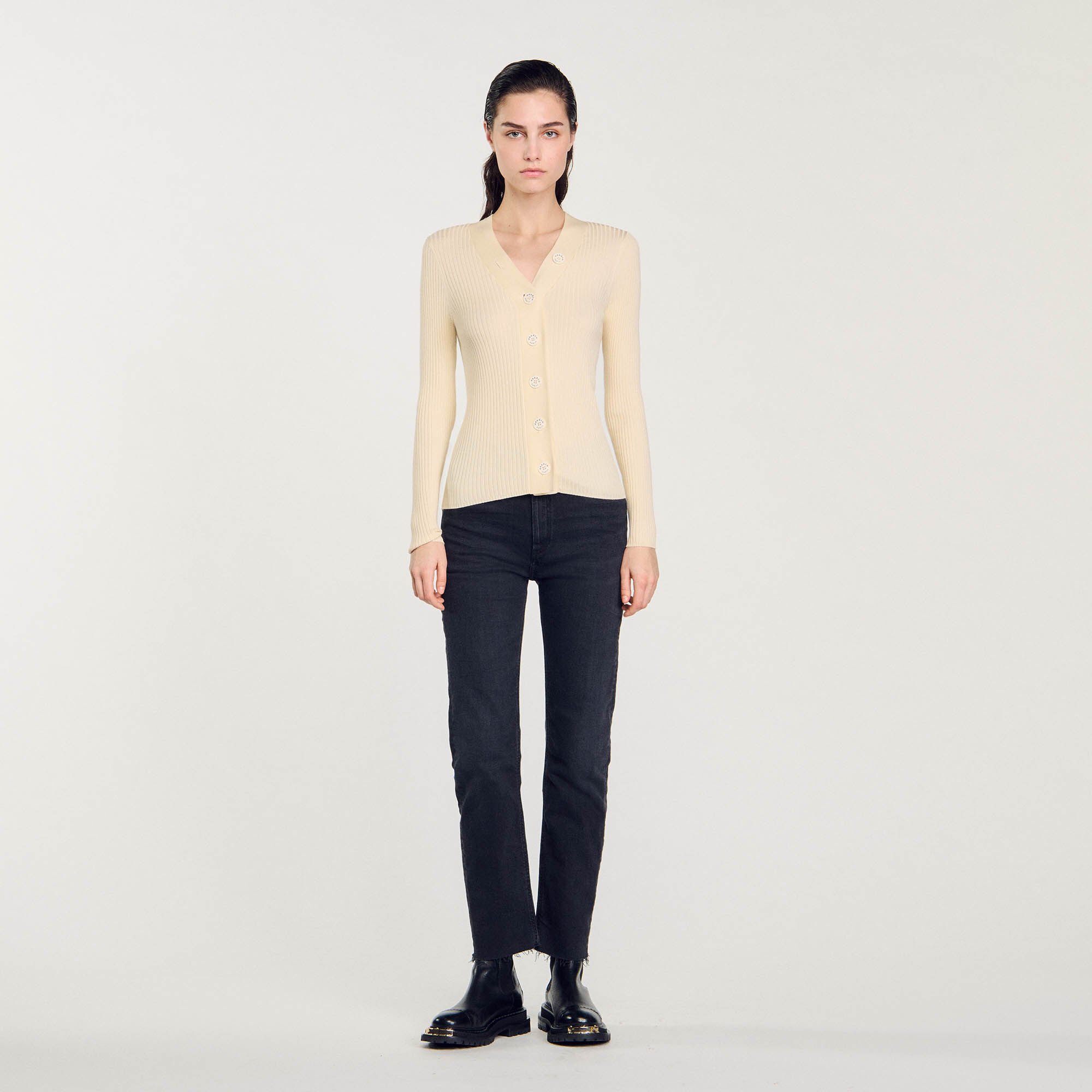 Cardigan en maille côtelée