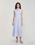 Robe longue rayée à détails brodés