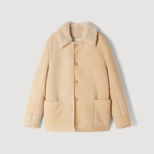Veste en peau lain&eacute;e - Homme | Sandro Paris
