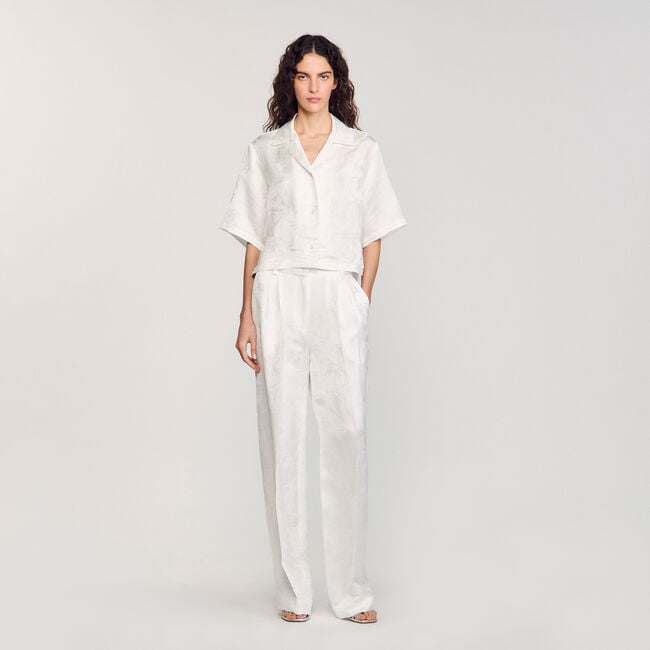 Chemise courte à jacquard à fleurs
