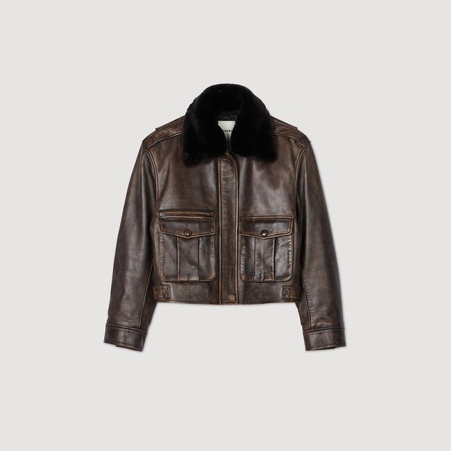 Blouson en cuir vieilli