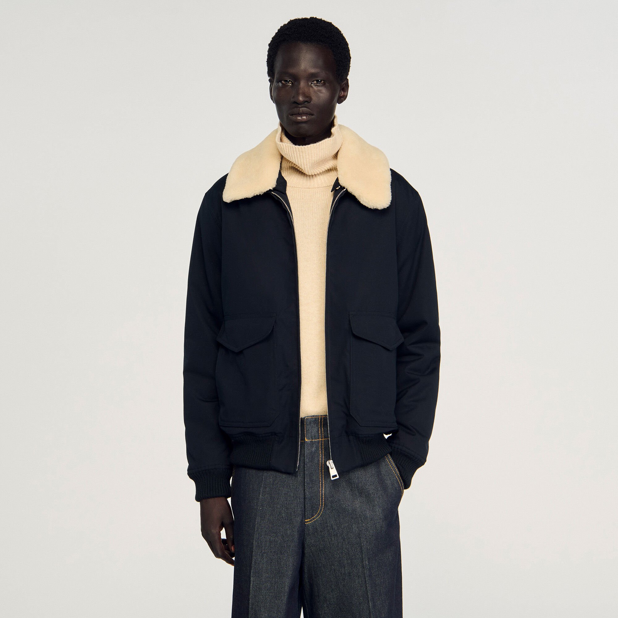 Blouson aviateur à col mouton