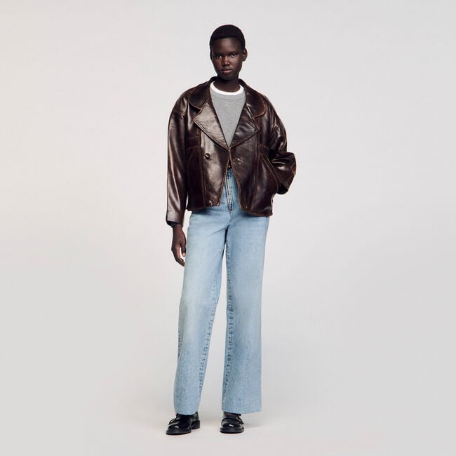 Blouson oversize en cuir