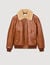 Blouson en cuir à col fourré