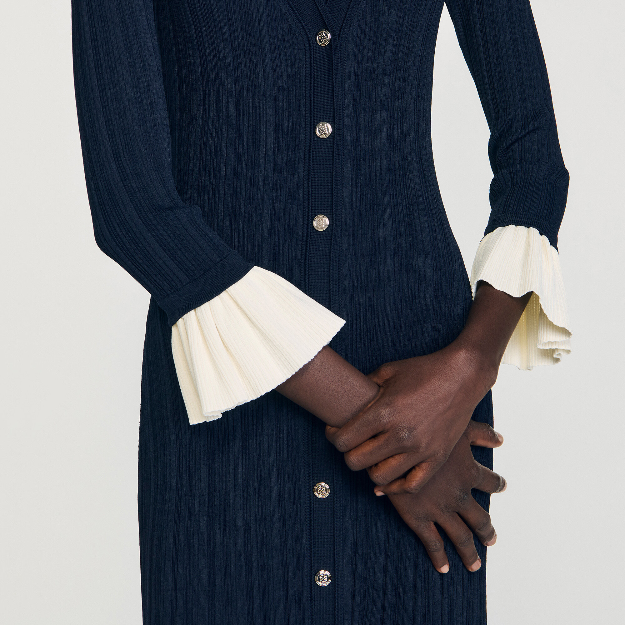 Robe longue en maille bicolore