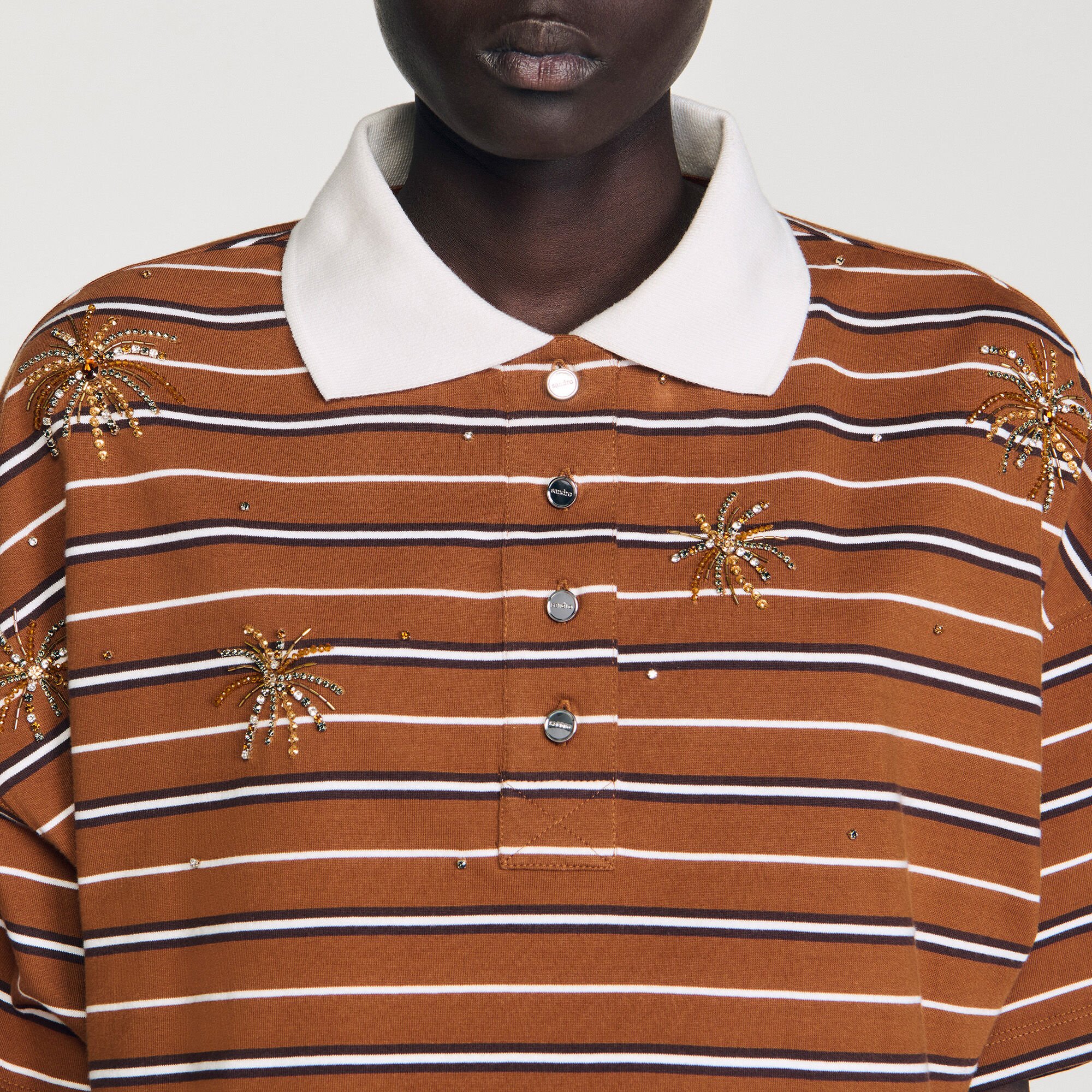 T-shirt à rayures strassé