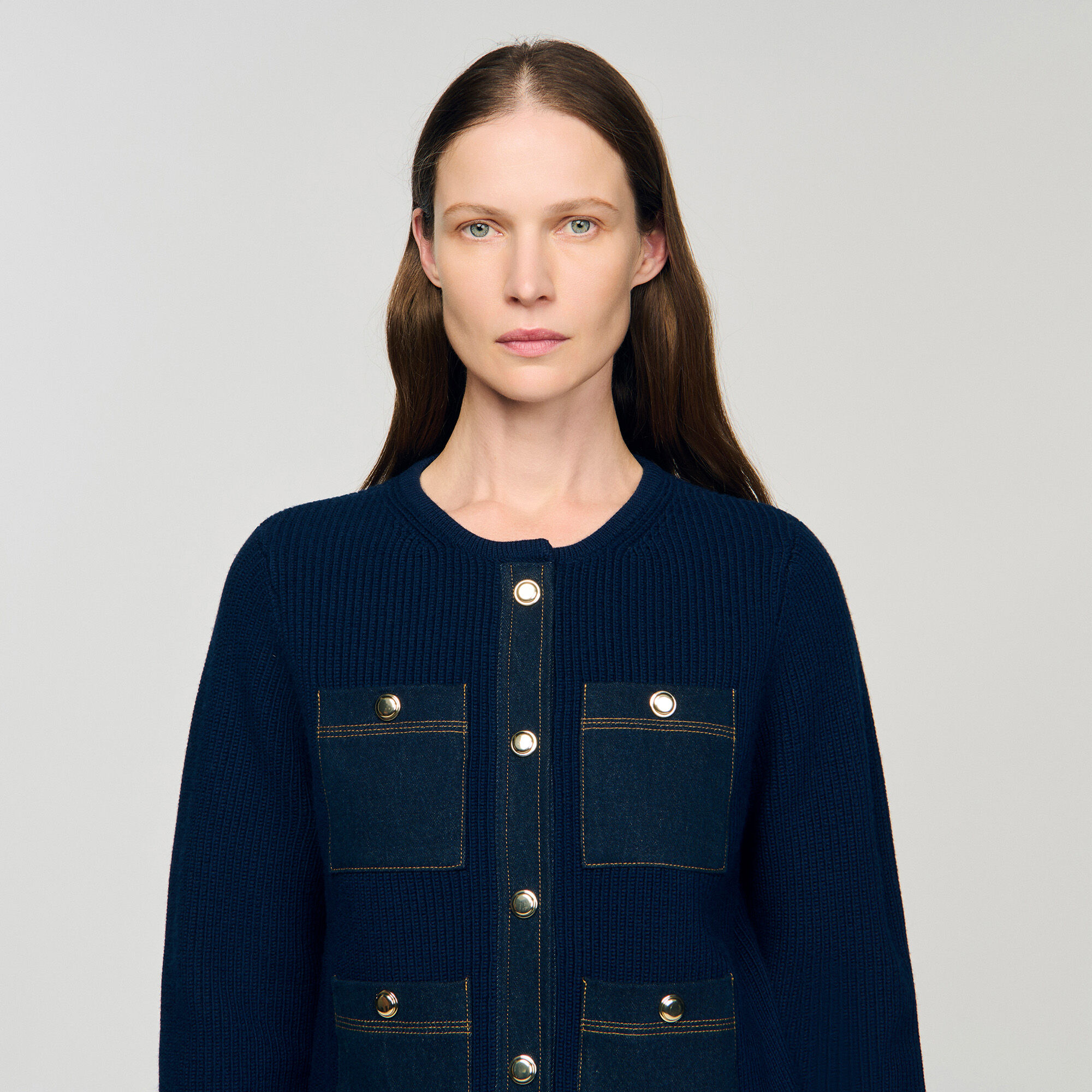 Cardigan à détails denim