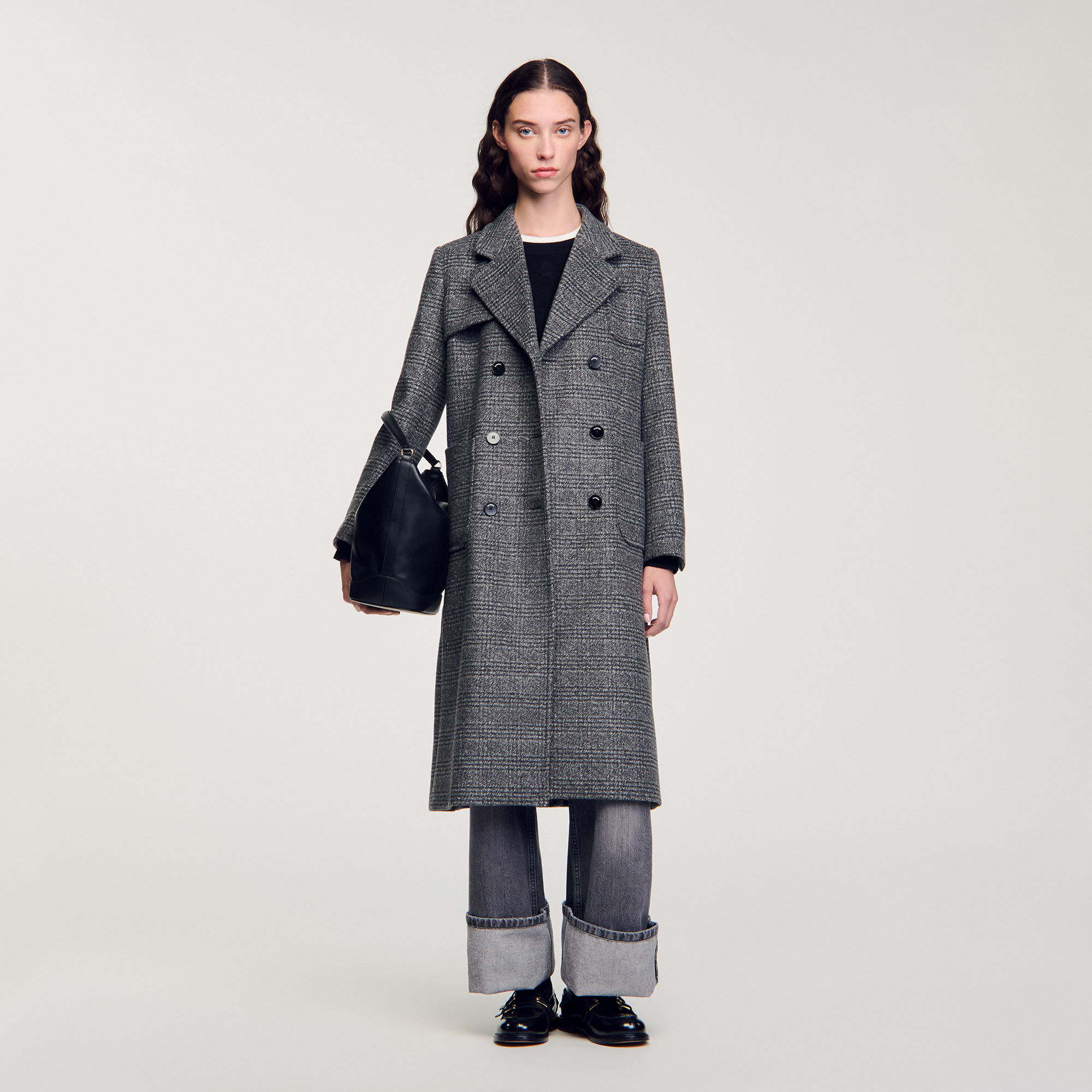 Manteau long à carreaux