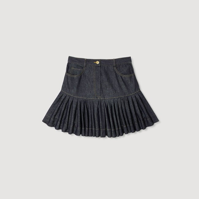 Jupe courte en denim à volants