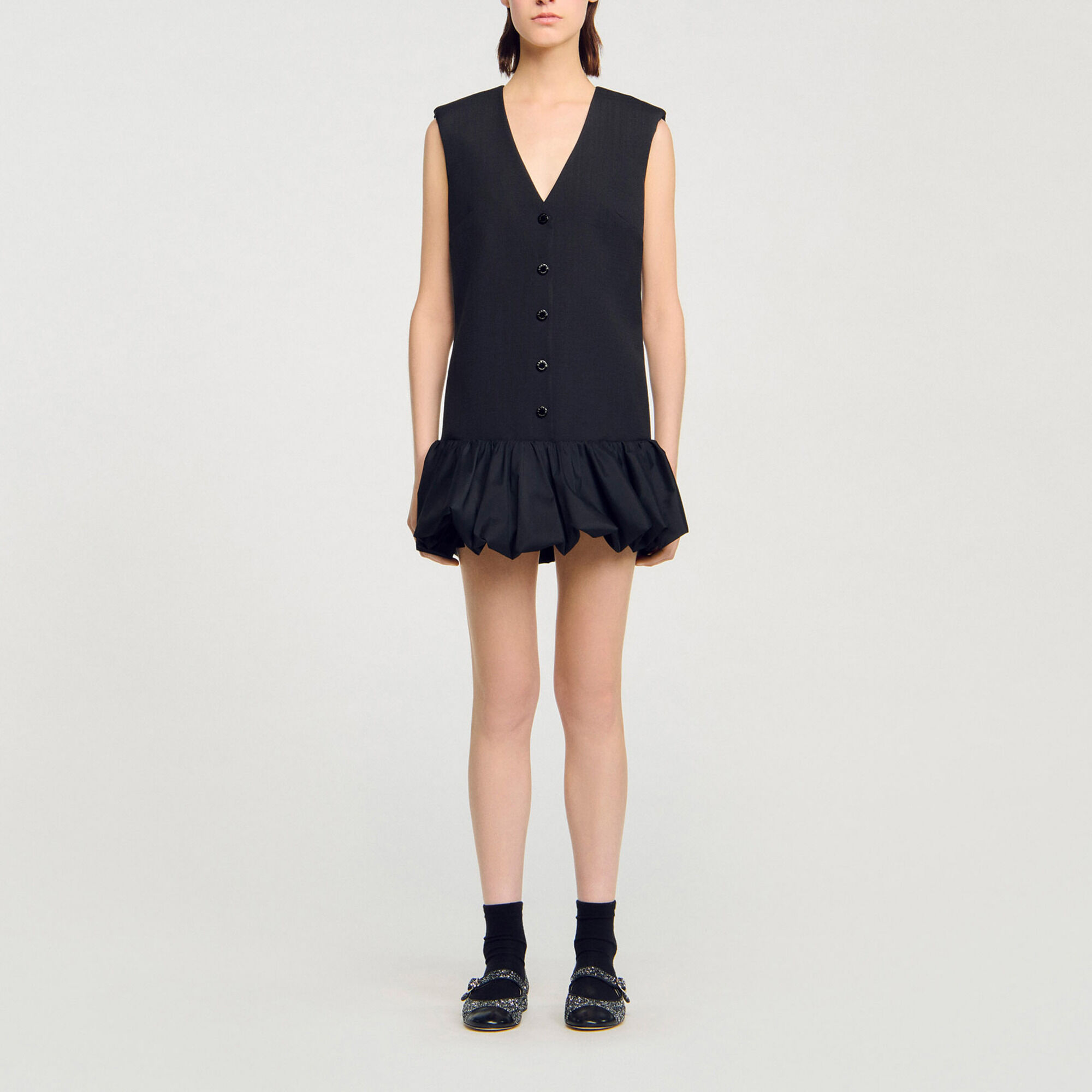 Robe courte de tailleur &agrave; volant  - Femme | Sandro Paris