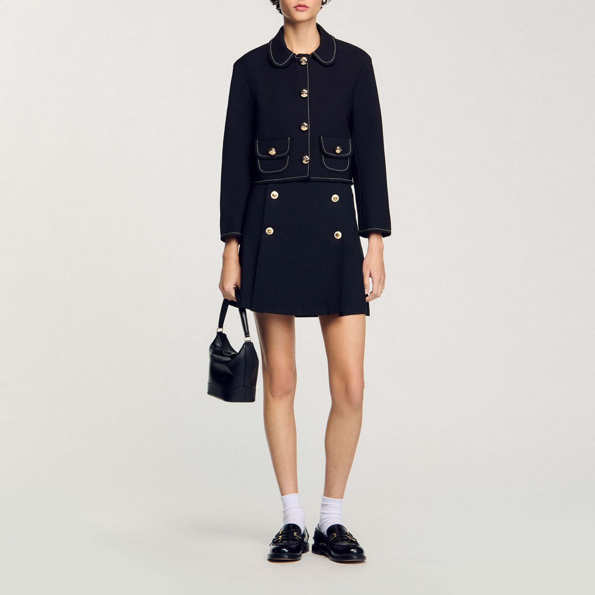 Veste courte &agrave; col claudine