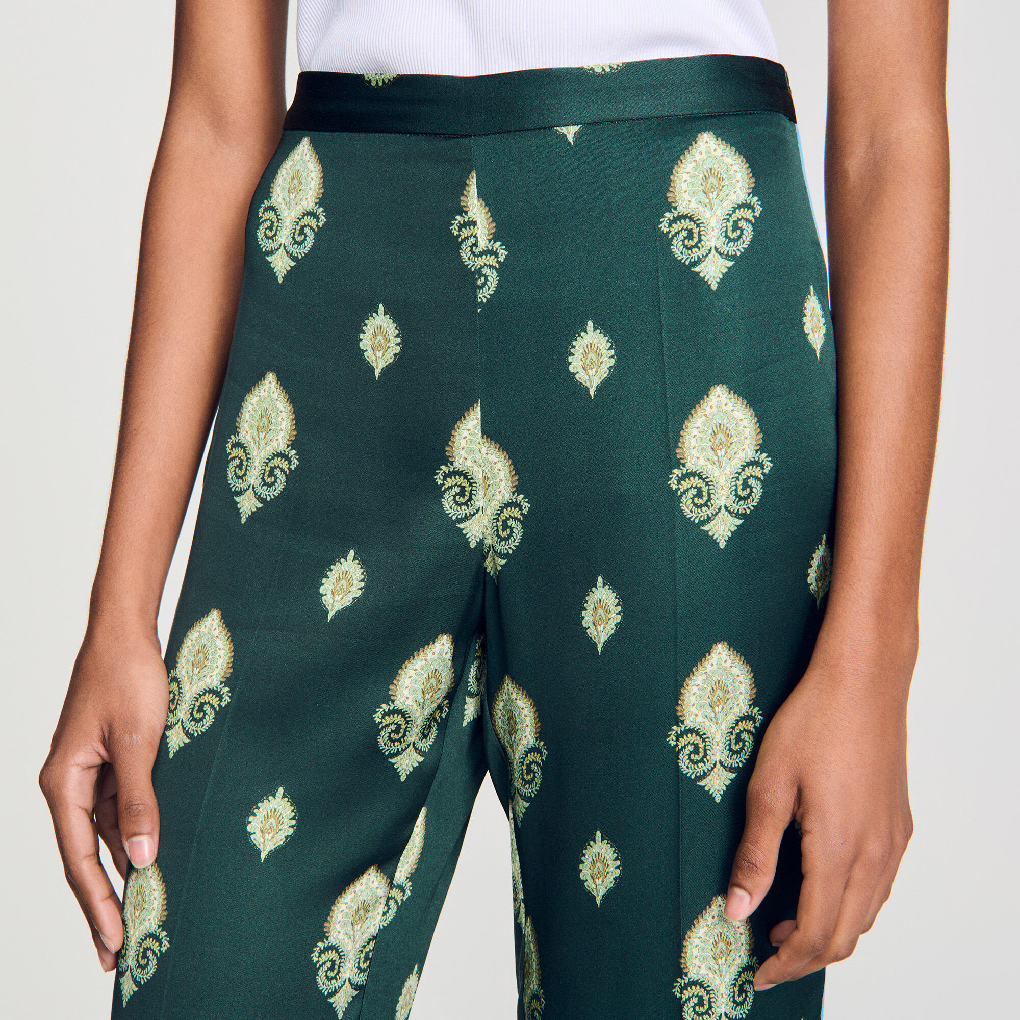 Pantalon fluide &agrave; imprim&eacute; Paisley