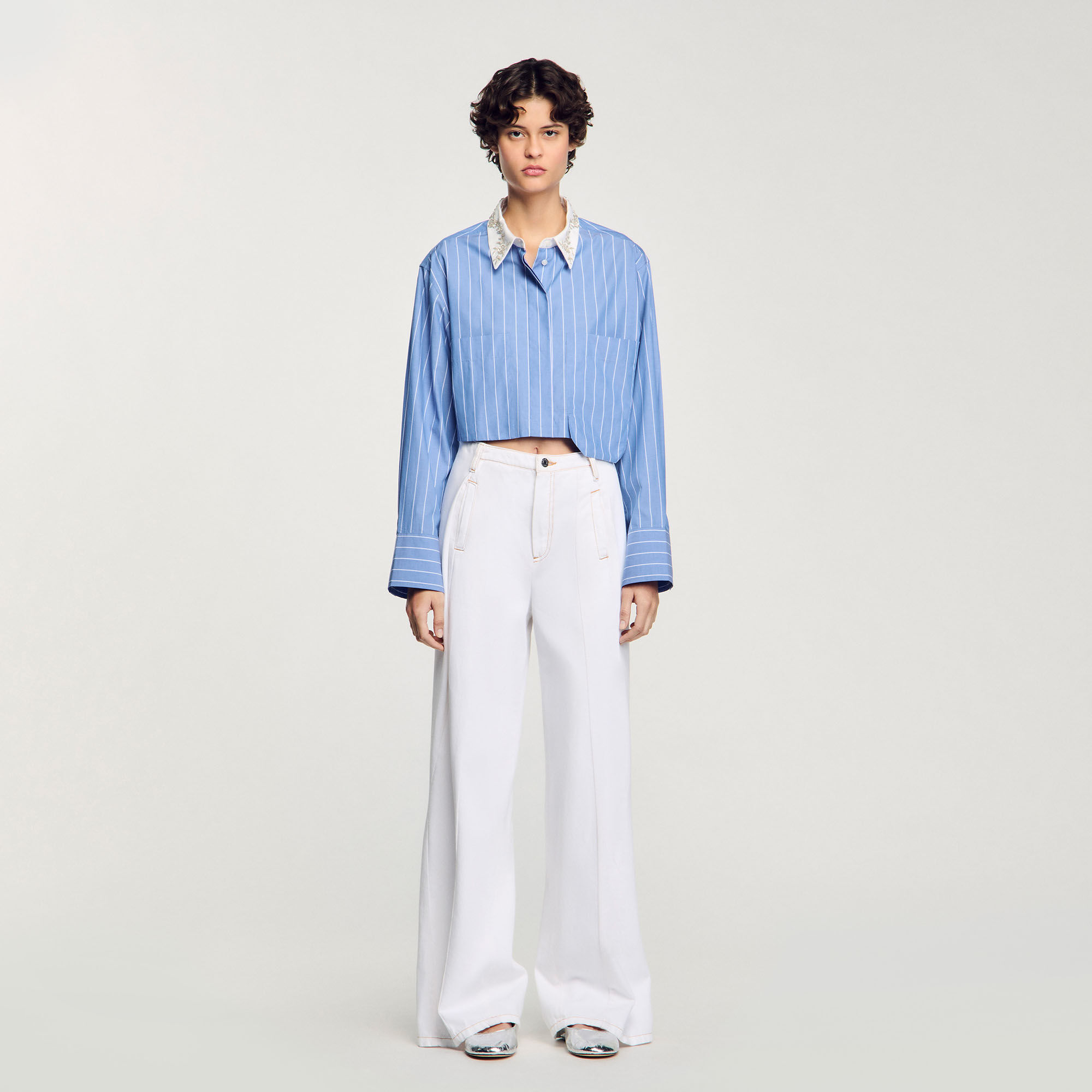 Chemise courte à rayures
