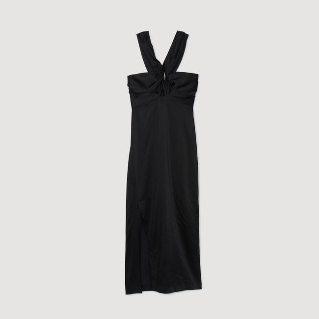 Robe longue  satinée fendue