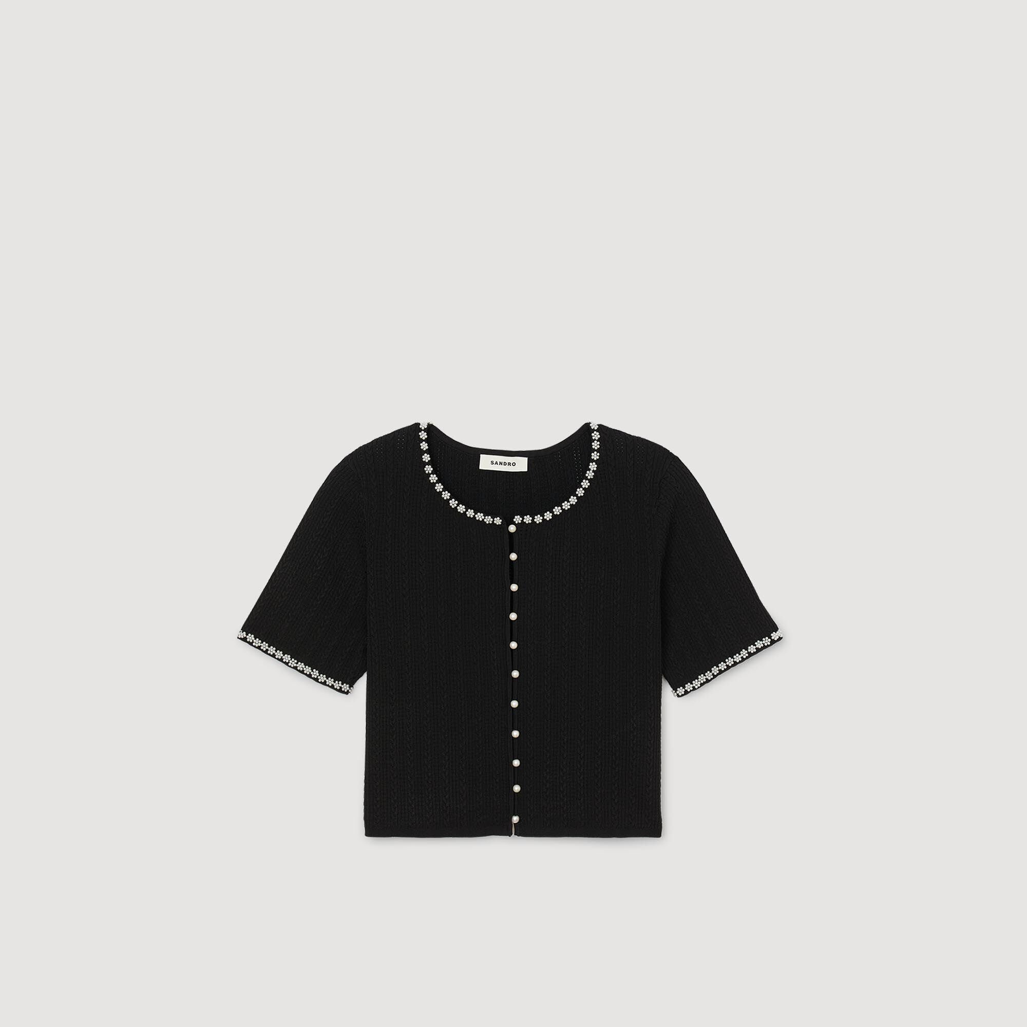 Cardigan court perlé