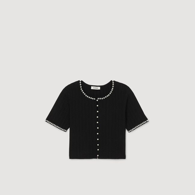 Cardigan court perlé