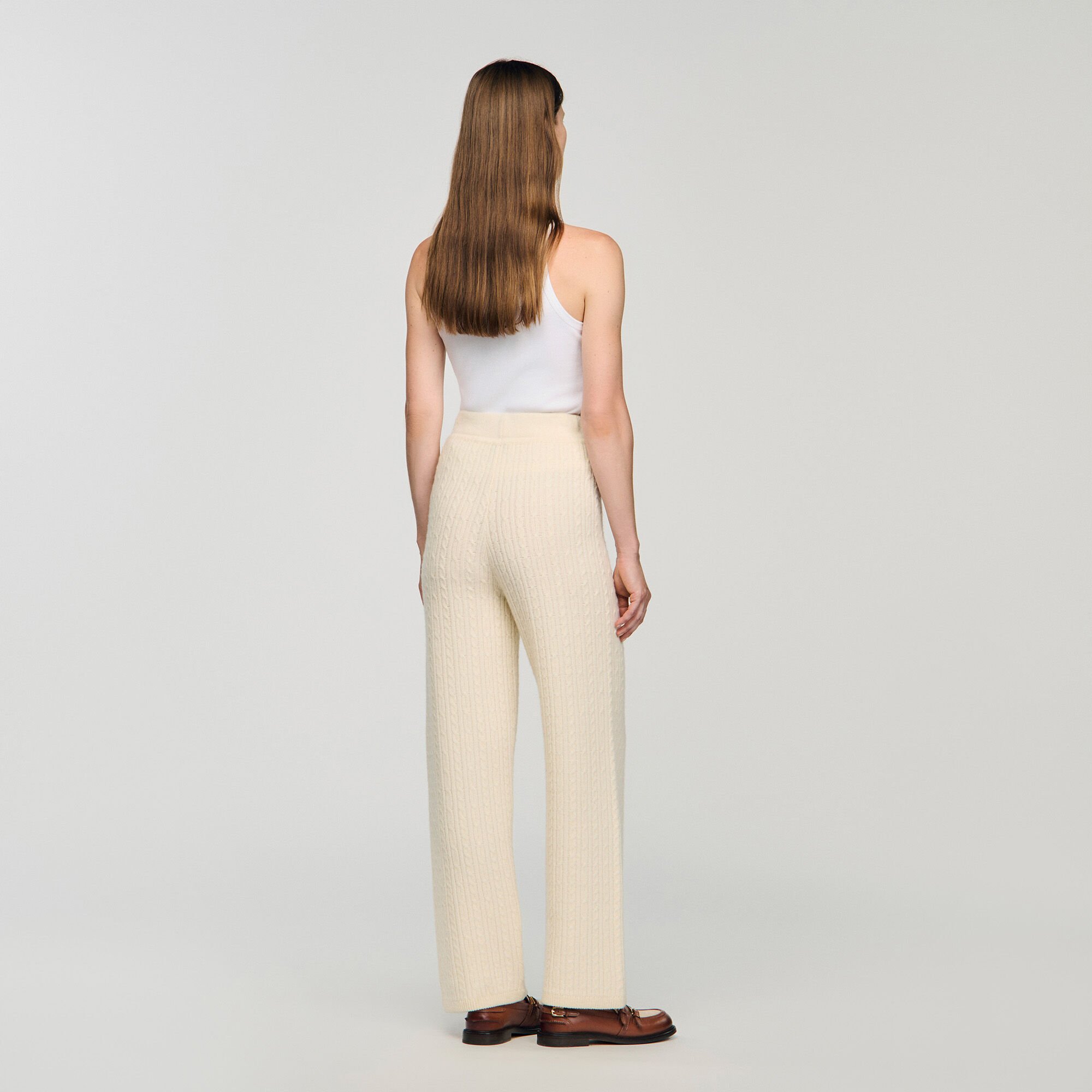 Pantalon en maille à torsades