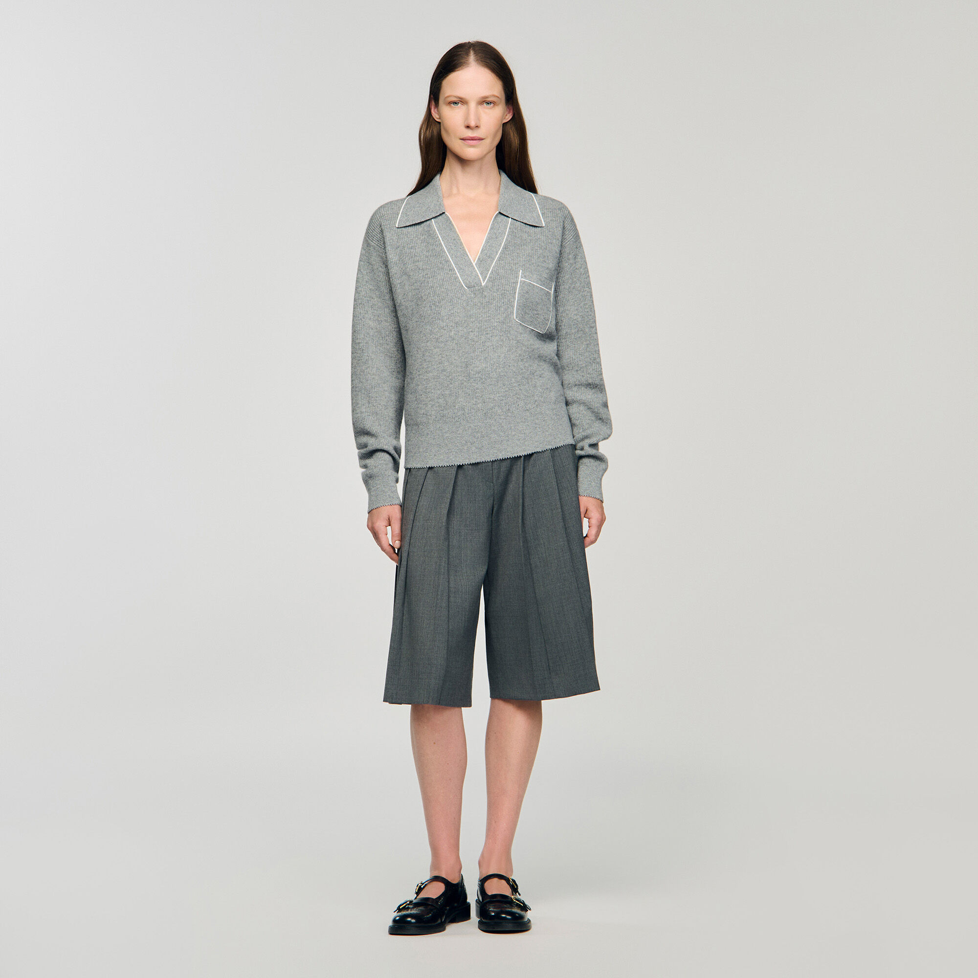 Pull en laine/cachemire à col V