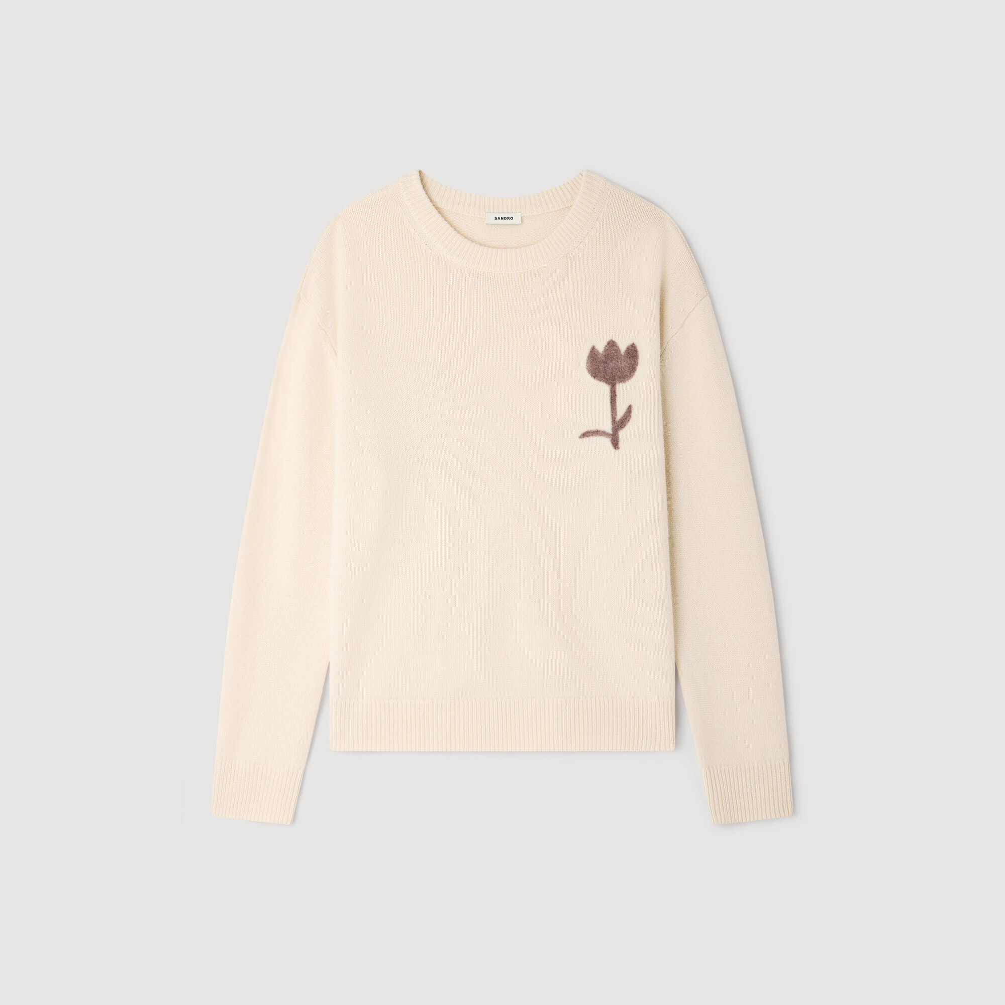 Pull en laine à détail fleur