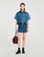 Jupe courte en denim et cuir