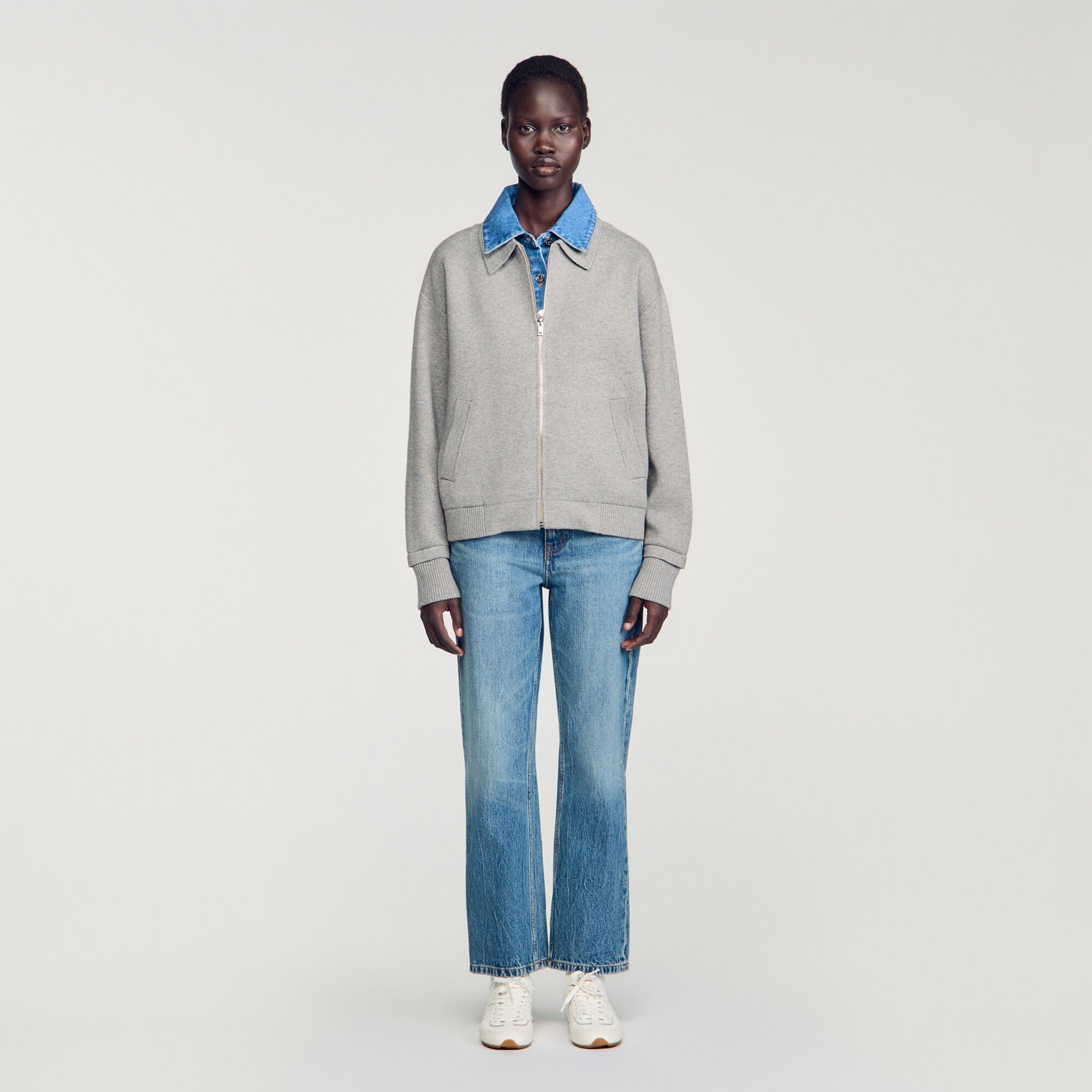 Cardigan zipp&eacute; effet 2 en 1 - Femme | Sandro Paris