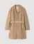 Manteau long en cuir ceintur&eacute;
