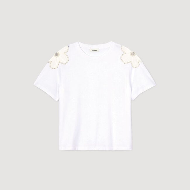 T-shirt à fleurs brodées