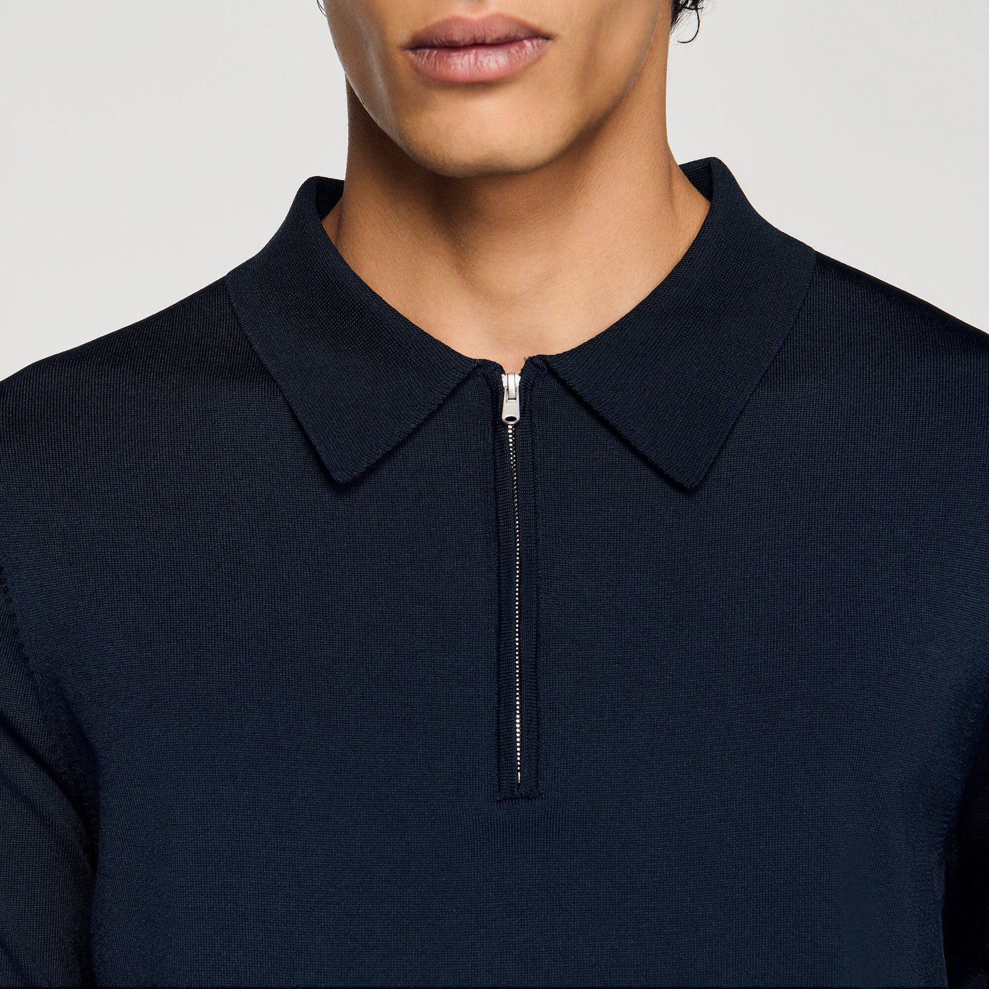Polo en maille à col zippé Polo en maille à col zippé
