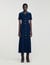 Robe longue maille col denim