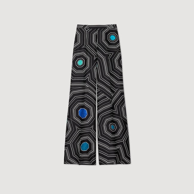 Pantalon en soie à imprimé spirales