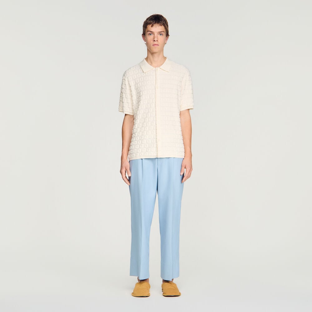 Sandro Cardigan en maille éponge – Ecru – vue 2