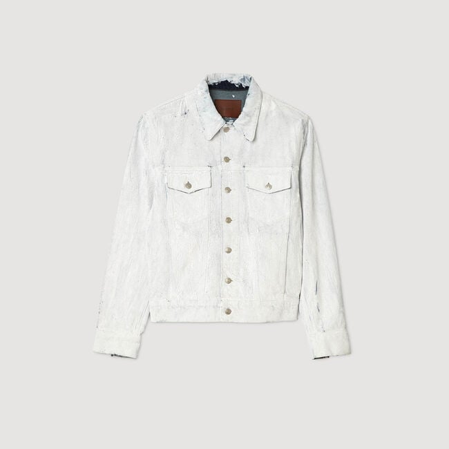 Veste en jean enduit craquelé 
