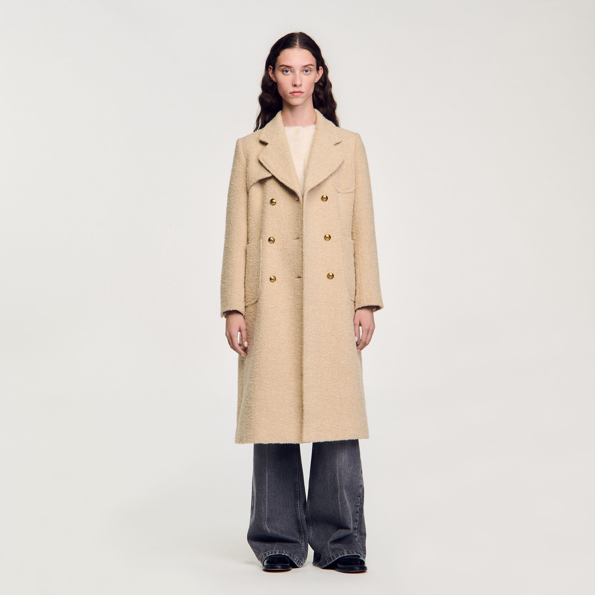 Sandro manteau beige discount